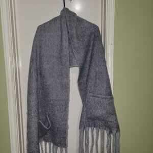 Super Soft Grey Wool Winter Shrug with Fringe